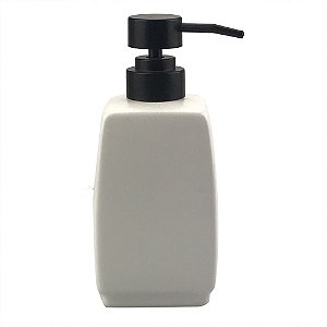 PORTA SABONETE LIQUIDO DE PORCELANA BRANCO E PRETO 7CM X 7CM