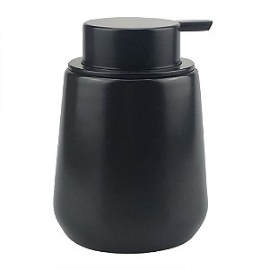 PORTA SABONETE LIQUIDO DE PORCELANA PRETO 10CM X 10CM X 13CM