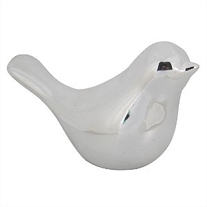 PASSARO DE CERAMICA PRATA 19CM X 7,5CM X 11CM
