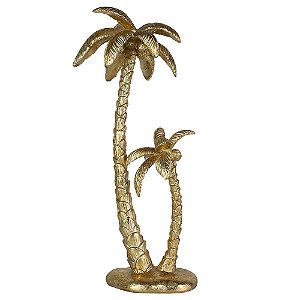 COQUEIRO DECORATIVO DE RESINA DOURADO COM BASE PRETA 17,5CM