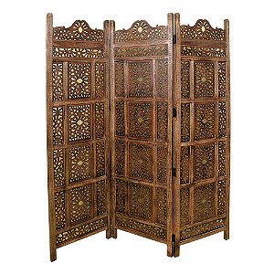 BIOMBO EM MADEIRA MARROM CLARO 152CM X 182CM