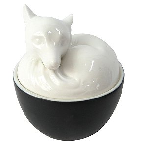 POTE DE PORCELANA RAPOSA 12CM X 12CM X 14CM