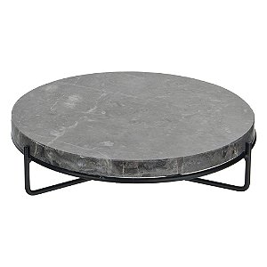 TABUA DE MARMORE COM BASE DE FERRO 23,5CM X 23,5CM X 5,5CM