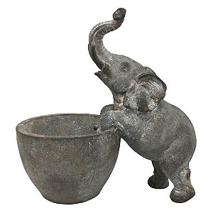 ELEFANTE DE RESINA COM POTE 24,5CM X 14,5CM X 25CM