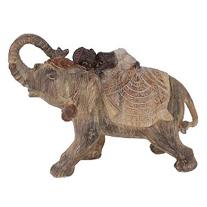 ELEFANTE DE RESINA COM UMA CRIANCA 26CM X 11,5CM X 20CM