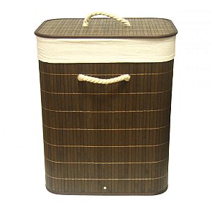 CESTO DE BAMBU COM TAMPA 40CM X 30CM X 50CM