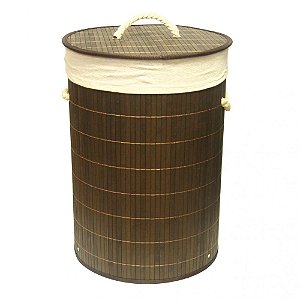CESTO DE BAMBU COM TAMPA 35CM X 50CM