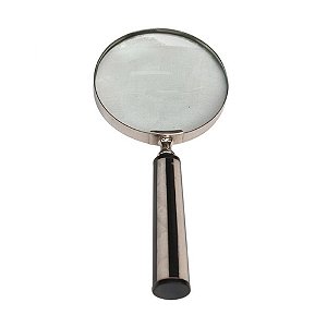 LUPA DE AUMENTO EM METAL PRETO E BRANCO 10CM X 22,5CM