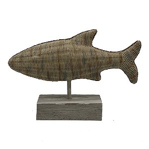 PEIXE DECORATIVO DE RESINA COM BASE 27CM X 7,5CM X 18,5CM