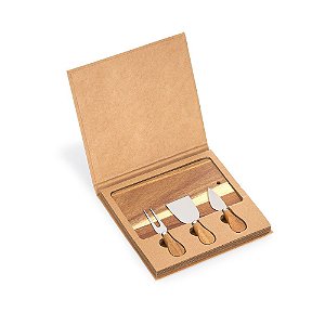 KIT QUEIJO KQ270A - TABUA QUADRADA FACA GARFO ESPATULA KQ270