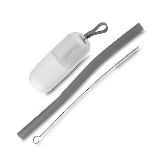 COPO PLASTICO C/ CANUDO SILICONE - CINZA GT8924