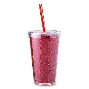 COPO PLASTICO 550ML C/ CANUDO VERMELHO CO8700