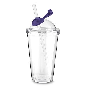 COPO PLASTICO 600ML C/ CANUDO AZUL CO8600