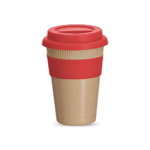 COPO FIBRA BAMBU TAMPA SILICONE 450ML VERMELHO CO019
