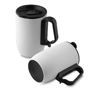 CANECA AÇO INOX PAREDE DUPLA 350ML BRANCO CA8200