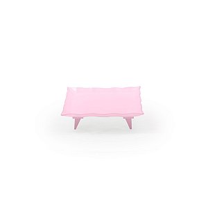 PRATO DE VIDRO QUADRADO PEQUENO ROSA