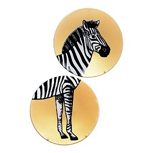 CONJ. 02 PRATOS DE VIDROS COM SUPORTE - ZEBRA