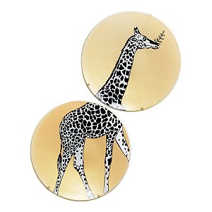 CONJ. 02 PRATOS DE VIDROS COM SUPORTE - GIRAFA