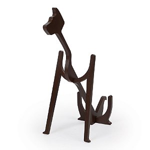 ORNAMENTO DE MADEIRA PARA VINHO - CACHORRO MARROM