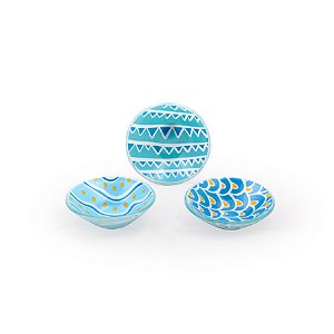 CONJ. 03 ORNAMENTOS DE VIDRO DECORATIVO - BOWL