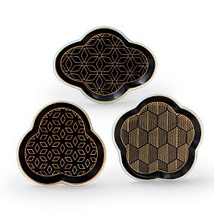 CONJ. 03 PECAS PARA ORNAMENTACAO GEOMETRICO PRETO