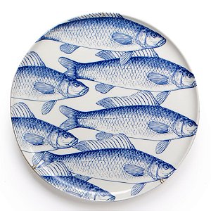 PRATO DE PORCELANA 23 CM - PEIXES