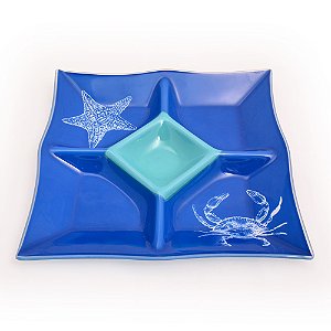 ORNAMENTOS DE VIDRO QUADRADO COM 5 DIVISORIAS