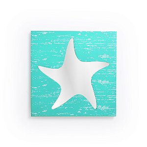 ORNAMENTO DE MADEIRA COM ESPELHO - MOD. ESTRELA