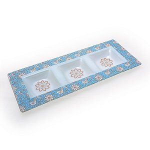 ORNAMENTO VIDRO RETANGULAR COM 3 DIVISORIAS - ARABESCO