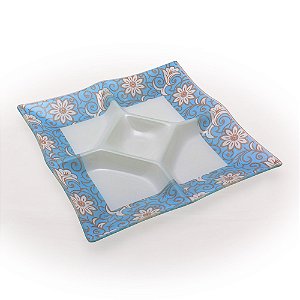 ORNAMENTO VIDRO QUADRADO COM 5 DIV.- ARABESCO