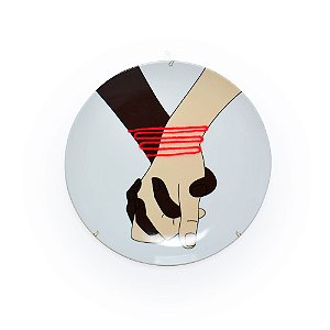 PRATO DE PORCELANA DECORATIVO 27 CM - LINHA VERMEL
