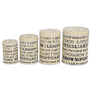 KIT 4 LATAS DE FERRO BREAD ESMALTADO