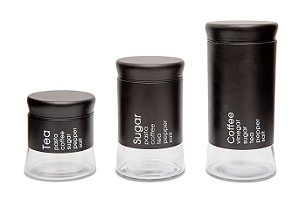 CJ 3 POTES WILL INOX E VIDRO - PRETO