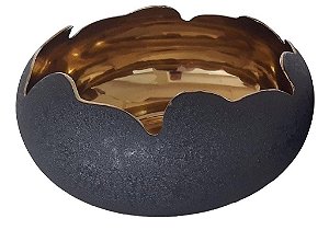 CENTRO DE MESA TEXTURIZADO PRETO E DOURADO 25X25X12CM