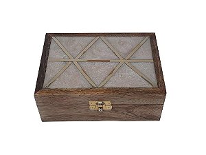 CAIXA DE MADEIRA DE RESINA 18X13X6CM