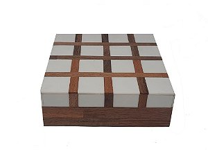 CAIXA DE MADEIRA DE RESINA 15X15X5CM