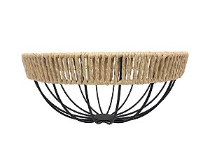 CESTO DECORATIVO METAL C/ FIBRA NATURAL 30X30X13