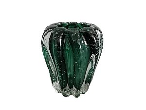 VASO DE VIDRO INSPIRADO NO MURANO VERDE VENEZA - 11X11X12