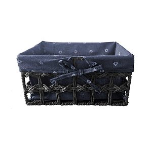 CESTO CORDA DE PAPEL E TECIDO DE ALGODÃO CINZA GUATOS - 30X20X14CM