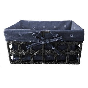 CESTO CORDA DE PAPEL E TECIDO DE ALGODÃO CINZA GUATOS - 34X24X16CM