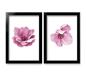 QUADRO DECORATIVO 2 PÇS PRETO PETALAS 53x33x3CM