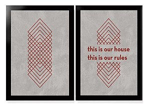 QUADRO DECORATIVO 2 PÇS PRETO HOUSE 53x33x3CM