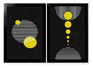 QUADRO DECORATIVO 2 PÇS PRETO ROUND 53x33x3CM