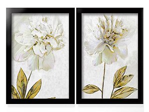 QUADRO DECORATIVO 2 PÇS PRETO FLOWERS 53x33x3CM