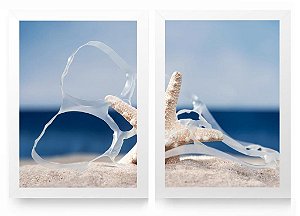 QUADRO DECORATIVO 2 PÇS BRANCO STAR 53x33x3CM