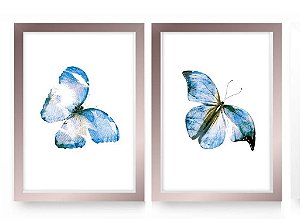 QUADRO DECORATIVO 2 PÇS ROSE GOLD BUTTERFLY 53x33x3CM