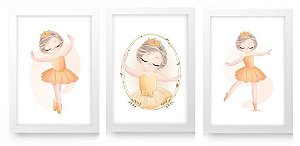 QUADRO DECORATIVO 3 PÇS BRANCO BALLET 43x33x1CM