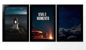 QUADRO DECORATIVO 3 PÇS PRETO MOMENTO 43x33x1CM
