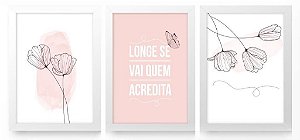 QUADRO DECORATIVO 3 PÇS BRANCO ACREDITA 43x33x1CM