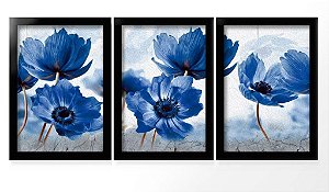 QUADRO DECORATIVO 3 PÇS PRETO BLUE 43x33x1CM